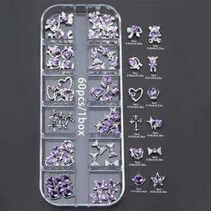 TEMU 60개/박스 패셔너블하고 심플한 핑크 퍼플 네일 쥬얼리 네일 드릴 네일 아트 장식 DIY 액세서리 다용도 네일, 신발, 옷, 가방, 휴대폰 케이스 장식용|네일재료