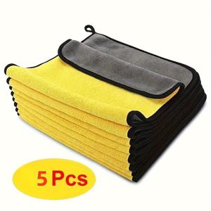 TEMU 5/10개 두꺼운 자동차 세차 타월, 양면 마이크로파이버 천, 주방 청소용 재사용 가능한 가정용 물티슈