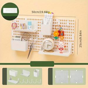 TEMU 11pcs 기숙사 방 벽걸이 선반 세트 - 구멍 디자인, 플라스틱, 드릴 없음 벽걸이, 장난감, 액세서리 및 문구용품을 위한 다목적 책상 정리함, 기숙사 방 필수품|현대 벽걸이 선반|플라스틱 구조, 선반 장식, 랙