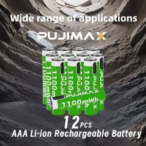 TEMU PUJIMAX AAA 1.5V 1100mWh 충전식 리튬이온 배터리 - 고출력, 안정된 전압, USB-C를 통해 빠른 충전, 리모컨, 키보드, 마우스, 드론, 알람 시계, 문벨을 위한 이상적인 배터리 - 충전 케이블, 배터리 충전 포함|드론