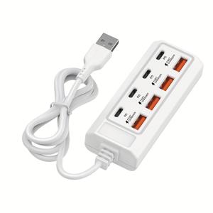 TEMU 8-포트 USB 벽 충전기, 빠른 충전, 스마트폰 및 태블릿용 다중 포트 출력, 가정 및 사무실용紧凑 디자인, USB 전원 장치, 액세서리 저장, 배터리 없음, USB 커넥터, ≤36V 작동 전압, 벽 충전용 전원 어댑터