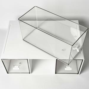 TEMU 클리어 아크릴 3-드러워서 데스크 오가나이저 - 세련된 스택 가능한 스토리지 바스켓, 사무실, 학교, 가정용 - 펜, 노트, 클립을 보관 - 클래식한 직사각형 디자인, 데스크탑 스토리지|클리어 아크릴|플라스틱 오가나이저, 데스크 액세서리 오프이스