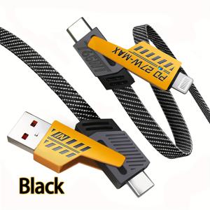 TEMU 65W 아연 합금 포인원 고속 충전 케이블 USB C 충전 및 데이터 동기화 라인 나일론 브레이드 방지 타입-C/라이트닝 듀얼 PD3.0+QC4.0 프로토콜 호환 아이폰15/14/ S24/S23 울트라/샤오미 미 14/레드미 K70/화웨이 메이트60 1/3 가닥 10피트 빠른 충전 케이블 - MFi 인증