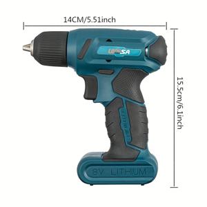 TEMU HOTU 무선 전기 드릴 세트, LED 라이트가 있는 8V 미니 파워 드릴, USB 충전식 리튬 배터리, 스크류드라이버 비트, 부착물, 기타 재료 포함, 작동 전압 ≤36V, DIY 프로젝트용 충전식 리튬 배터리
