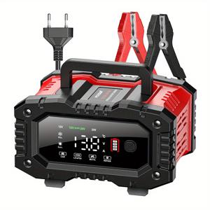 TEMU EE 플러그 12V 20A/10A 5A 스마트 배터리 충전기, 전원 공급 모드가 있는 완전 자동 배터리 충전기, 자동차 및 트럭용 7단계 12V/24V 지능형 충전기, 리튬철포스페이트 및 납산배터리에 적합한 펄스 수리 유지보수 장치