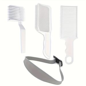 TEMU 4pcs 전문 헤어 커팅 도구 세트 - 내구성이 뛰어난 ABS 플라스틱, 가위가 있는 혼합 헤어 커브, 곡선형 실리콘 헤드밴드, DIY 홈 스타일링, 살롱 사용 및 스타일링 액세서리용 직선 및 텍스처링 커브