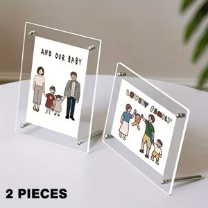 TEMU 2pcs BABIPET 4x6 아크릴 사진 프레임 - 금속 스탠드 포함, 투명한 현대가족 사진 디스플레이, 가로/세로 방향으로 가정 장식, 청년 샤워, 결혼식, 졸업식, 청년 샤워 장식|현대 스타일|아크릴 프레임, 청년 샤워 장식