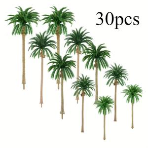 TEMU 30개 미니 인공 야자수 모델 - 디테일한 잎 디자인의 현실적인 녹색 플라스틱 나무, DIY 조경, 케이크 장식, 기차 전시 및 파티 장식용 | 3D 조경과 모형 철도에 완벽함