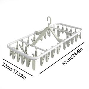 TEMU 1세트 32-클립 회전식 및 접이식 옷 건조대, 내구성 있는 플라스틱 다기능 방풍 세탁용 행거, 양말 및 소형 물건 건조용, 가정용, 건조대|접이식 디자인|내구성 있는 플라스틱, 세탁실 액세서리