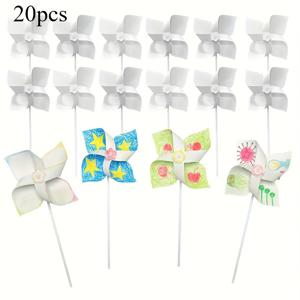 TEMU 20개 DIY 빈 종이 풍차 세트, 나만의 공예 풍차 만들기 학교 홈 재미 아트 프로젝트 야외 활동 파티 용품 완벽한 파티 선물 (직접 설치 필요)