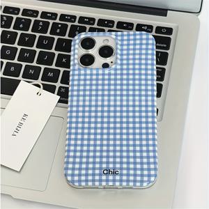 TEMU 대형 구멍 투명 IND 신선한 체크 폰 케이스 Iphone 11 12 13 Pro Max와 호환됩니다.