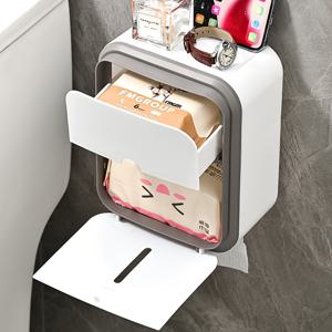 TEMU 1pc 대용량 벽걸이 다기능 방수 화장지 홀더, 보관 선반 포함 - 방수 플라스틱 화장지 디스펜서, 원클릭 오픈, 드릴링 필요 없음, 통합 휴대폰 홀더가 있는 직사각형 욕실 화장지 홀더, 화장지 홀더|직사각형 화장지 홀더|내구성 있는 플라스틱 홀더, 욕실용 화장지 홀더