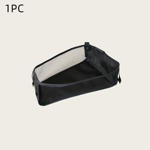 TEMU 베이비 스트롤러용 휴대용 메쉬 보관 가방 - 내구성 있는 블랙 메쉬 정리함 조절 가능한 스트랩 포함, 기저귀/옷/장난감 수납용 2가지 설치 방법(플랫 & 시트 트롤리), 필수 베이비 여행 액세서리, 내마모성 소재, 스토롤러 백|휴대용유모차