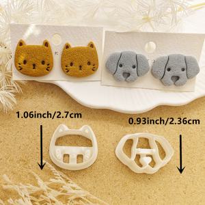 TEMU 귀여운 고양이와 개 폴리머 클레이 커팅기 2pcs 세트, 귀여운 애완동물 테마, 보석 귀걸이 DIY 창조에 적합합니다.