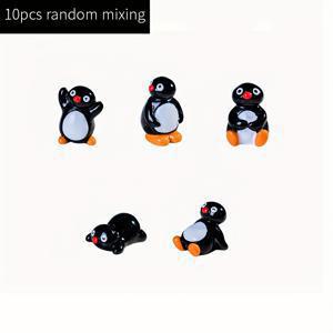 TEMU 밝은 얼굴 펭귄 레진 장식품 10개 세트 - 단색 DIY 공예 액세서리, 테이블탑, 차량, 휴일 장식용 - 실내외 사용 가능한 동물 피규어, 유쾌한 표정의 자동차 장식품 | 표현적인 디자인 | 광택 있는 펭귄, 펭귄 선물