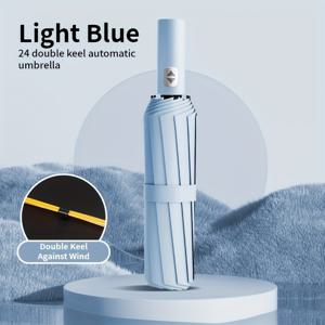 TEMU 6가지 색상 중에서 선택할 수 있는 세련된 비즈니스 자동 이중 뼈 우산, 24개의 뼈로 2-3명의 사람을 위한 적합한 우산으로, 가족용 우산으로도 좋고, 멋진 휴일 선물로도 사용할 수 있습니다.
