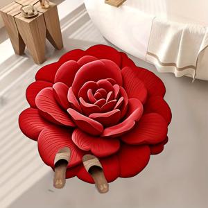 TEMU 1pc 보라색 시각 3D 특수 모양 꽃 홈 매트, 두꺼운 골든 벨벳 재질 850g/㎡, 미끄럼 방지 라텍스 입자 바닥, 소파 침실 거실 매트, 침대 옆 매트, 세탁 가능한 매트, 벽걸이로도 아름답게 보입니다.