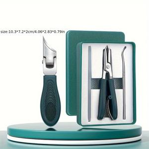 TEMU 3pcs 네일 케어 세트 - 날카로운 각도 네일 클리퍼, 고정밀 상자형 네일 아트 도구, 파일 및 발톱 절단, 탄소강, 현대 스타일, 가정 또는 살롱 사용에 이상적, 살롱 네일 아트 키트 | Sleek Manicure | 내구성 네일 도구