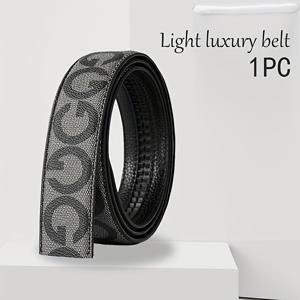 TEMU 남성용 PU 가죽 교체 벨트 - 자동 잠금, 버클 없음, 블랙 & 브라운 리치 텍스처 비즈니스 스타일, 아버지의 날 및 선생님 감사 선물용 커트-사이즈 빅 & 탈 벨트|빅사이즈