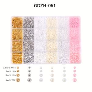 TEMU 6000개/박스 인조 네일 장식, 24구획 매니큐어 액세서리, 핑크 화이트 골드 공예용 메이크업 DIY 용품, 고품질 다중 사이즈 플랫 백 네일 오너먼트, DIY 및 전문 매니큐어, 수공예에 적합