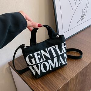 TEMU 여성용 캐나버스 백 - 조절 가능한 어깨 스트랩, 블랙 앤 화이트 프린트, 일상적인 사용을 위한 캐주얼하고 다재다능한 캐리어 | 스타일리시한 캐나버스 백 | 캐나버스 공구, 백