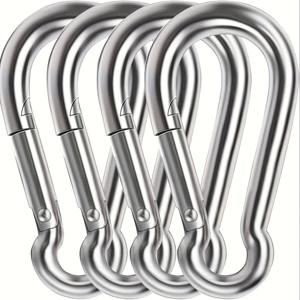 TEMU 4pcs 강력한 304 스테인레스 스틸 스프링 스냅 후크 - 캠핑, 해먹, 낚시 및 야외 모험용 방수 퀵 링크, 고강도 부하 견인 퀵 링크 | 세련된 금속 마감 | 스프링 없는 퀵 링크