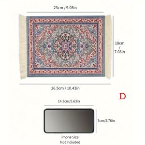 TEMU 1개 중동 스타일 태슬 플러시 코스터 - 장식용 고무 마우스 패드 & 복잡한 꽃무늬가 있는 단열 음료 매트, 집이나 사무실 사용에 완벽, 커피 코스터 | 중동 디자인 | 플러시 고무 매트