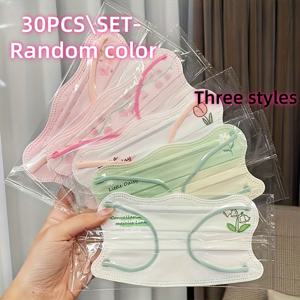 TEMU 30pcs 우아한 나비 모양의 하이오알러지성 V-디자인 얼굴 보호대, 꽃과 매치 프린트 팔레트가 있는 내구성 있는 짠 직물, 개별 포장, 통기성 및 장식적인 데일리 사용, 배터리 필요 없음, 나비 마스크