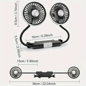 TEMU 후방 시트 차량 팬, LED 라이트가 있는 호스 차량용 휴대용 USB 팬, 시장에 나와있는 30개 RV SUV 트럭을 위한 3단 속도 360도 회전 냉각 자동차 팬|차량용선풍기