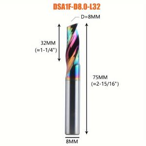 TEMU 드리니크 1개 고품질 CNC 단일 플루트 솔리드 텅스텐 카바이드 합금 나선형 엔드 밀 4mm 6mm 6.35mm 8mm 샨크 알루미늄 밀링 커터, 알루미늄, 브라스, 아크릴 기계 밀링 툴용 DLC 코팅 밀링 커터 비트