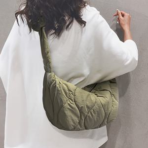 TEMU 패션 퍼퍼 크로스바디 가방, 트렌디한 퀼팅 숄더백, 여성용 캐주얼 핸드백 & 지갑