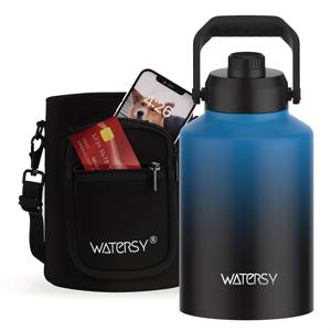 TEMU 2 사이즈 워터시 단열 스테인리스 스틸 물병 - 64oz & 128oz, 누수 방지, 진공 플라스크, 48시간 냉장 보관, BPA 프리, 핸들 포함, 헬스장, 하이킹, 캠핑, 여행, 손세척전용 가능, 둥근 모양, 달리기 및 스포츠에 이상적, 크리스마스, 할로윈, 추수감사절, 데이, 아버지의 날 선물에 완벽합니다.|트래블보틀