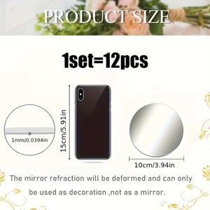 TEMU 12pcs 라운드 은빛 거울 벽 스티커 아크릴 거울 라운드 미러 캔들 플레이트, 테이블 중앙 장식 및 방 문앞 장식품에 적합