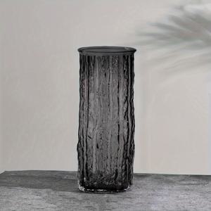 TEMU 1개 현대적인 빙하 유리 꽃병 - 얼음 디자인, 경사면이 있는 투명, 장미와 튤립 장식에 이상적, 거실 및 식탁 장식, 테이블 장식|미적 장식|우아한 꽃병