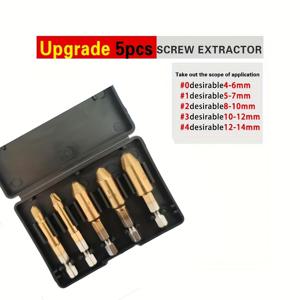 TEMU 5Pcs 손상된 나사 추출기 세트 - 고속강, 스트립된 나사 및 볼트용 수동 금속 볼트 리무버, 전기가 필요 없는 이지 아웃 드릴 비트 툴 세트