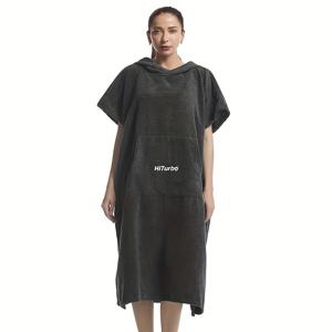 TEMU 하이투르보 마이크로파이버 비치 타월 로브 후드付き, 빠른 건조 서핑 폰초, 부드러운 피부 친화적인 수영 로브, 야외 보온 교체 망토, 니트 원단, 수영, 서핑, 다이빙을 위한 코스탈 타월 테마 - 폴리에스터 90%, 폴리아미드 10% 컨템포러리 스타일|비치타올
