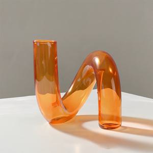 TEMU 1개의 모던한 크리에이티브 불규칙 모양 유리 꽃병, 식탁 및 거실 장식을 위한 투명한 센터피스, 노르딕 스타일 유리 받침대 꽃병