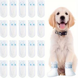 TEMU 20pcs 애완견 발보호용 부티, 방수 및 먼지 방지, DIY 랩 스트랩, 폴리에스테르, 소형에서 대형 품종용, 매직 테이프 클로저, 전 계절 사용 가능