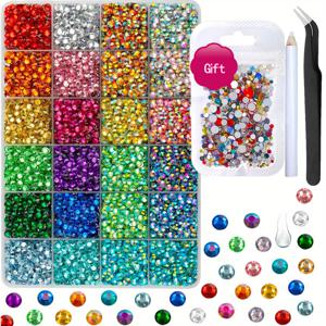 TEMU 16000pcs 3mm 플랫백 라인스톤 세트, 다색 크래프트 보석, 보석 접착제, tweezers 및 펜 포함, 향수 없는, 의류, 신발, 직물 장식, DIY 프로젝트에 적합, 선물 포장 포함