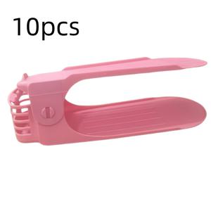 TEMU 10pcs 조절 가능한 플라스틱 신발 선반 - 가정 및 기숙사용 편리한 보관 솔루션 - 현관, 복도, 거실, 침실 및 욕실에 적합, 신발 보관 정리함