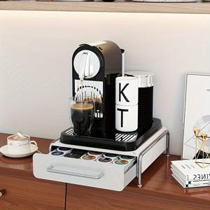 TEMU 1pc 대용량 커피 캡슐 보관용 서랍, 주방, 커피숍, 사무실용 캡슐 정리함 - 다기능 가정 정리함, 탄소강 소재, 커피숍 용품, 세련된 금속 마감, 내구성 있는 구조|커피|수납정리함|정리함