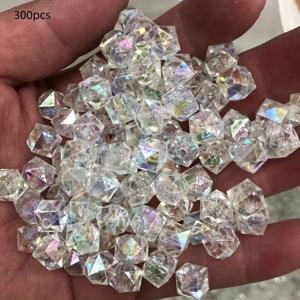 TEMU 300개입 10mm 아크릴 사각형 AB 컬러 비즈 워터 큐브 도금 컬러 비즈 DIY 자동차 펜던트 액세서리 주얼리 액세서리
