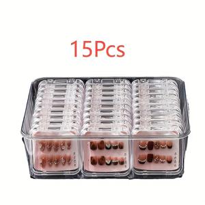 TEMU 15/30pcs 투명 아크릴 프레스 온 네일 보관 상자, 네일 아트 액세서리용 투명 먼지 방지 디스플레이 케이스, 매니큐어 보석용 독립된 밀봉 주최자