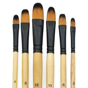 TEMU 6pcs Lonely Finger Filbert Paint Brushes Set, 합성 가래나무 머리, 호박 손잡이, 아크릴, 워터 컬러, 과카, 내구성 및 쉬운 청소, 마스터 및 초보자에게 이상적인 전문 브러시