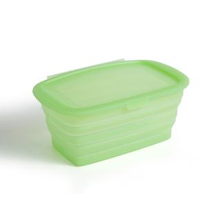 TEMU 접이식 실리콘 식품 보관 용기 뚜껑 포함 - BPA 프리, 다용도 녹색 직사각형 크리스퍼, 야채, 과일 및 식사 준비용 - 휴대용 도시락 스타일, 야채 보관|안전한 플립 뚜껑|BPA 프리 실리콘