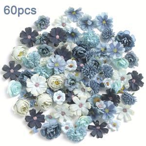 TEMU 세라 플로라 60개 인공 꽃 머리 작은 실크 인공 꽃 DIY 미니 꽃 장미 데이지 다색 꽃 공예품 결혼식 파티 화환 졸업 시즌 파티 홈 데코용