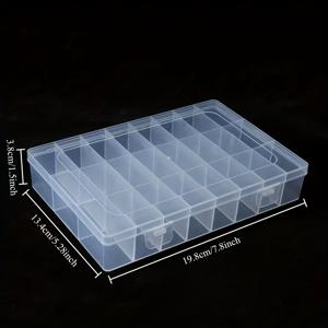 TEMU 1개 24칸 투명 플라스틱 주얼리 정리함, 분리 가능한 칸막이 및 안전 잠금장치 포함 - 귀걸이, 목걸이, 반지, 비즈, 공예품, 나사용 내구성 있는 보관함 - 휴대용 데스크탑 정리함, 주얼리 보관함