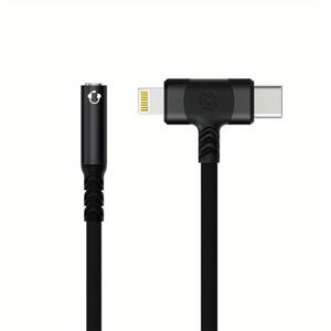 TEMU RUXIN 2-in-1 Type-C to 3.5mm 헤드폰 어댑터, DAC 포함, iPhone, Samsung, Xiaomi 및 더 많은 기종을 지원 - 무선 제어, 손실 없는 복원, 5-10W 출력 전력, ≤36V, 휴대용 오디오 케이블 | 소형 오디오 어댑터 | 내구성 있는 케이블