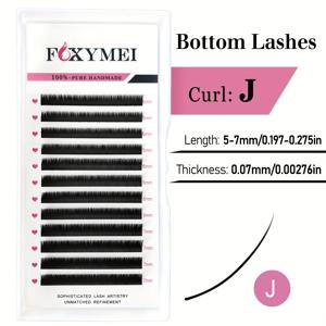 TEMU 12줄 하단 속눈썹 연장 5000근 J/B/C 컬 자연스럽고 부드러운 짧은 사이즈 혼합 5~7mm 공기감 개별 속눈썹