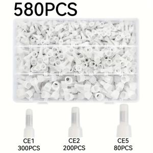 TEMU 580개 CE1/CE2/CE5 압착 커넥터 키트, 나일론 압착 캡 투명 니플 퀵 커넥트 폐쇄 터미널, DIAN